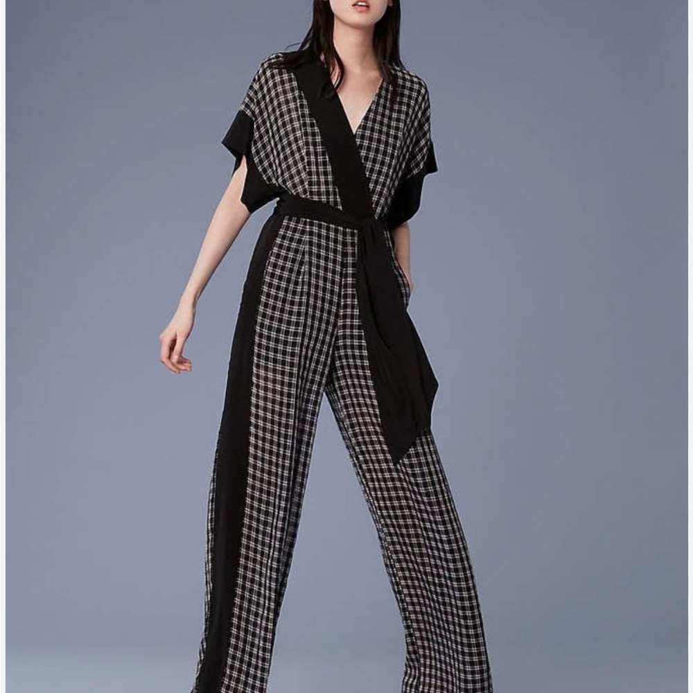 Brand new Diane Von Furstenberg Black and White Checkered Jumpsuit